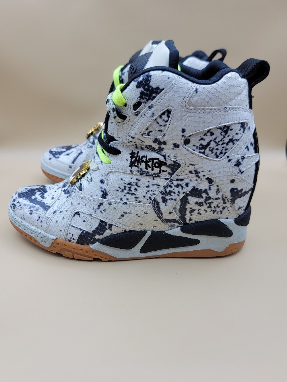 Reebok Blacktop Pump Wedge x Melody Ehsani White Black Snakeskin Scale Size 10